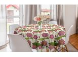 Abakuhaus Tovaglia Rotonda Lotus, Fiori Rosa, Tovaglia Circolare Per Sala Da Pranzo, Decorazione Cucina, 150 Cm, Rosa Avorio E Verde