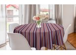 Abakuhaus Tovaglia Rotonda A Righe, Linee Verticali A Codice A Barre, Tovaglia Circolare Per Sala Da Pranzo, Decorazione Cucina, 150 Cm, Rubino-Blu Navy-Grigio