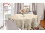 Abakuhaus Tovaglia Rotonda Contemporanea, Art Deco Roses, Tovaglia Circolare Per Sala Da Pranzo, Decorazione Cucina, 150 Cm, Pesca E Bianco