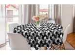 Abakuhaus Tovaglia Rotonda Nera E Grigia, Cerchi Grigi, Tovaglia Rotonda Per Sala Da Pranzo, Decorazione Per Cucina, 150 Cm, Nero, Grigio, Bianco