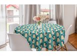 Abakuhaus Tovaglia Rotonda Con Pinguini, Uccelli Cartoon, Tovaglia Circolare Per Decorare La Sala Da Pranzo E La Cucina, 150 Cm, Multicolore