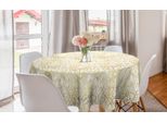 Abakuhaus Tovaglia Rotonda Contemporanea, Astratto Esotico, Tovaglia Circolare Per Sala Da Pranzo Decorazione Cucina, 150 Cm, Giallo E Bianco