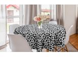 Abakuhaus Tovaglia Rotonda Con Fiori Di Ciliegio, Fiori Tratteggiati, Tovaglia Circolare Per Sala Da Pranzo, Decorazione Per Cucina, 150 Cm, Bianco E Nero