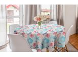 Abakuhaus Aqua E Coral Tovaglia Rotonda, Teiere Roses, Tovaglia Circolare Per Sala Da Pranzo, Decorazione Cucina, 150 Cm, Multicolore