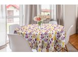 Abakuhaus Tovaglia Rotonda Con Motivi Floreali, Spighe E Foglie, Tovaglia Circolare Per Sala Da Pranzo, Decorazione Per Cucina, 150 Cm, Giallo Terra E Viola