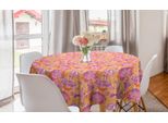 Abakuhaus Tovaglia Rotonda Asiatica, Fantasia Floreale Orientale, Tovaglia Circolare Per Sala Da Pranzo, Decorazione Cucina, 150 Cm, Rosa, Viola E Arancione