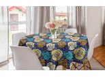 Abakuhaus Tovaglia Rotonda Astratta, Motivo Floreale Scarabocchiato, Tovaglia Circolare Per Sala Da Pranzo, Decorazione Cucina, 150 Cm, Multicolore