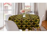 Abakuhaus Tovaglia Rotonda In Damasco Giallo, Foglie A Forma Di Onda, Tovaglia Circolare Per Sala Da Pranzo, Decorazione Cucina, 150 Cm, Verde Scuro Giallo
