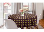 Abakuhaus Tovaglia Rotonda Con Ghiande, Foglie Disegnate A Mano, Tovaglia Circolare Per Sala Da Pranzo, Decorazione Per Cucina, 150 Cm, Marrone Chiaro Melanzana