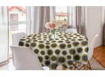 Abakuhaus Tovaglia Rotonda Girasole, Disegnata A Mano, Tovaglia Circolare Per Sala Da Pranzo, Decorazione Per Cucina, 150 Cm, Grigio Terra Giallo