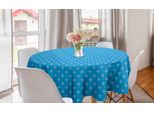 Abakuhaus Tovaglia Rotonda Egiziana, Storia Ankh, Tovaglia Circolare Per Sala Da Pranzo, Decorazione Cucina, 150 Cm, Blu Azzurro E Bianco