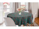 Abakuhaus Tovaglia Rotonda Astratta, Semicerchi Grandi E Piccoli, Tovaglia Circolare Per Sala Da Pranzo, Decorazione Cucina, 150 Cm, Grigio Antracite Vermiglio