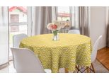 Abakuhaus Tovaglia Rotonda A Rete, Esagoni Gialli A Zig Zag, Tovaglia Circolare Per Sala Da Pranzo, Decorazione Cucina, 150 Cm, Giallo E Bianco