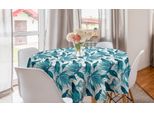 Abakuhaus Tovaglia Rotonda Verde Vendemmia, Foglie Di Palma Tropicali, Tovaglia Circolare Per Sala Da Pranzo, Decorazione Cucina, 150 Cm, Blu Petrolio Acquamarina