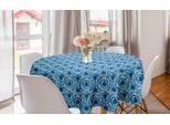 Abakuhaus Tovaglia Rotonda Astratta, Motivo A Pois Retrò, Tovaglia Circolare Per Sala Da Pranzo E Decorazione Della Cucina, 150 Cm, Blu Mare E Azzurro Pallido