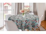Abakuhaus Tovaglia Rotonda Reiher, Uccelli E Foglie Astratti, Tovaglia Circolare Per Sala Da Pranzo, Decorazione Per Cucina, 150 Cm, Pale Teal Coral