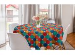 Abakuhaus Tovaglia Geometrica Rotonda, Ottagoni Con Quadrati, Tovaglia Circolare Per Sala Da Pranzo, Decorazione Cucina, 150 Cm, Multicolore