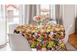 Abakuhaus Tovaglia Rotonda Con Motivi Frutta, Mango Vegetariano E Pitaya, Tovaglia Circolare Per Sala Da Pranzo E Decorazione Cucina, 150 Cm, Multicolore