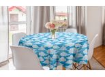 Abakuhaus Tovaglia Rotonda Blu E Bianca, Motivo Nuvole Giapponesi, Tovaglia Circolare Per Sala Da Pranzo, Decorazione Cucina, 150 Cm, Azzurro, Blu Chiaro