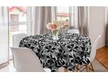 Abakuhaus Tovaglia Rotonda Monocolore, Fiori Esotici Dell'isola, Tovaglia Circolare Per Sala Da Pranzo, Decorazione Della Cucina, 150 Cm, Grigio Antracite E Bianco