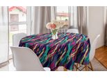 Abakuhaus Tovaglia Rotonda Astratta, Strisce Diagonali Ondulate, Tovaglia Circolare Per Sala Da Pranzo E Cucina, 150 Cm, Multicolore