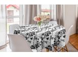 Abakuhaus Tovaglia Rotonda Decorativa Da Giardino, Rami Fioriti Con Spine, Tovaglia Circolare Per Sala Da Pranzo E Cucina, 150 Cm, Grigio Antracite E Bianco
