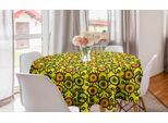 Abakuhaus Tovaglia Rotonda Etnica, Evil Eyes Multicolore, Tovaglia Circolare Per Sala Da Pranzo E Cucina, 150 Cm, Giallo Multicolore