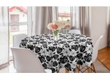 Abakuhaus Tovaglia Rotonda Monstera, Aloha Hawaii-Hibiscus, Tovaglia Circolare Per Sala Da Pranzo, Decorazione Cucina, 150 Cm, Grigio Antracite Bianco