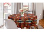 Abakuhaus Tovaglia Rotonda Etnica, Cultura Boho Azteca, Tovaglia Circolare Per Sala Da Pranzo, Decorazione Cucina, 150 Cm, Cannella E Multicolore