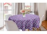 Abakuhaus Tovaglia Rotonda Per San Valentino, Cuori Retrò, Tovaglia Circolare Per Decorare La Sala Da Pranzo E La Cucina, 150 Cm, Blu Viola Multicolore