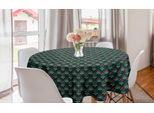 Abakuhaus Tovaglia Rotonda Color Verde Acqua Scuro, Motivo Floreale Con Tulipani, Tovaglia Circolare Per Sala Da Pranzo, Decorazione Per Cucina, 150 Cm, Smeraldo E Verde Acqua Scuro