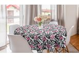 Abakuhaus Tovaglia Rotonda Esotica, Fenicotteri Uccelli Bosco Arbusti, Tovaglia Circolare Per Sala Da Pranzo Decorazione Cucina, 150 Cm, Nero Bianco Rosa
