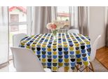 Abakuhaus Tovaglia Rotonda Astratta, Motivi Surreali Ornati, Tovaglia Circolare Per Sala Da Pranzo, Decorazione Cucina, 150 Cm, Giallo Blu Grigio Antracite