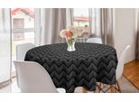 Abakuhaus Tovaglia Angolare Rotonda, Stile Digitale A Zig-Zag, Tovaglia Circolare Per Sala Da Pranzo, Decorazione Cucina, 150 Cm, Bianco E Nero