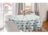 Abakuhaus Tovaglia Rotonda Per Bambini, Gocce Di Pioggia, Nuvole, Stelle, Tovaglia Circolare Per Sala Da Pranzo, Decorazione Per Cucina, 150 Cm, Giallo, Rosa, Blu Petrolio