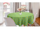 Abakuhaus Tovaglia Rotonda Astratta, Motivi Floreali Geometrici, Tovaglia Rotonda Per Sala Da Pranzo E Cucina, 150 Cm, Giallo Verde Azzurro Blu