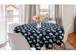 Abakuhaus Tovaglia Rotonda Con Fiori, Margherite Pastello E Iris, Tovaglia Circolare Per Sala Da Pranzo E Cucina, 150 Cm, Indaco Scuro E Azzurro