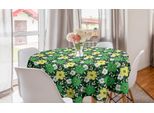 Abakuhaus Tovaglia Rotonda Con Motivi Floreali, Dettagli Primaverili, Tovaglia Circolare Per Sala Da Pranzo E Cucina, 150 Cm, Verde Cacciatore E Giallo Pallido