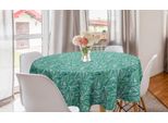 Abakuhaus Tovaglia Rotonda Esotica, Motivo Foglie Miste Woods, Tovaglia Rotonda Per Sala Da Pranzo E Cucina, 150 Cm, Verde Menta, Bianco