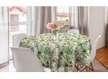Abakuhaus Tovaglia Rotonda Tropicale, Fiori Esotici Hawaiani, Tovaglia Circolare Per Sala Da Pranzo, Decorazione Cucina, 150 Cm, Avorio E Multicolore
