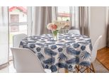 Abakuhaus Tovaglia Rotonda Tropicale, Foglie Di Palma Monstera, Tovaglia Circolare Per Sala Da Pranzo, Decorazione Cucina, 150 Cm, Blu Ardesia E Rosa Chiaro