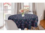 Abakuhaus Tovaglia Rotonda Blu Navy, Fiori Vari, Tovaglia Circolare Per Sala Da Pranzo, Decorazione Cucina, 150 Cm, Multicolore