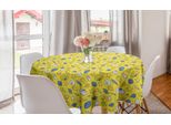 Abakuhaus Tovaglia Rotonda In Stile Nautico, Disegno Di Conchiglie Cartoon, Tovaglia Circolare Per Decorazione Sala Da Pranzo Cucina, 150 Cm, Senape Ceil Blu Bianco