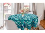 Abakuhaus Tovaglia Geometrica Rotonda, Forme Memphis Colorate, Tovaglia Circolare Per Decorare La Sala Da Pranzo E La Cucina, 150 Cm, Multicolore Scuro Seafoam