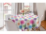 Abakuhaus Tovaglia Rotonda Con Motivi Floreali, Motivo Astratto Con Fiori E Foglie, Tovaglia Circolare Per Sala Da Pranzo E Cucina, 150 Cm, Bianco Multicolore