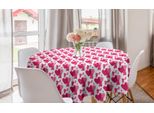 Abakuhaus Tovaglia Rotonda Per San Valentino, Cuori Romantici Artistici, Tovaglia Circolare Per Decorare La Sala Da Pranzo E La Cucina, 150 Cm, Rosa Magenta E Bianco