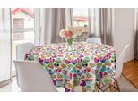 Abakuhaus Tovaglia Rotonda Colorata, Cuori E Pois, Tovaglia Circolare Per Sala Da Pranzo E Cucina, 150 Cm, Multicolore