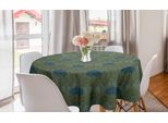 Abakuhaus Tovaglia Rotonda Botanica, Foglie Di Bosco, Tovaglia Circolare Per Sala Da Pranzo, Decorazione Per Cucina, 150 Cm, Verde Militare E Blu Ardesia