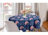 Abakuhaus Giapponese Tovaglia Rotonda, Motivi Decorativi, Tovaglia Circolare Per Sala Da Pranzo, Decorazione Cucina, 150 Cm, Blu Navy
