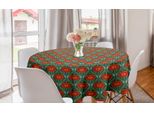 Abakuhaus Tovaglia Rotonda Astratta, Silhouette Floreali Di Papaveri, Tovaglia Circolare Per Decorazione Sala Da Pranzo Cucina, 150 Cm, Verde Giada E Arancione Bruciato